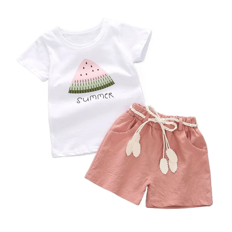 New Summer Baby Clothes Set Children Girls Cute T-Shirt Shorts 2Pcs/Sets Infant Casual Outfits Toddler Clothing Kids Tracksuits