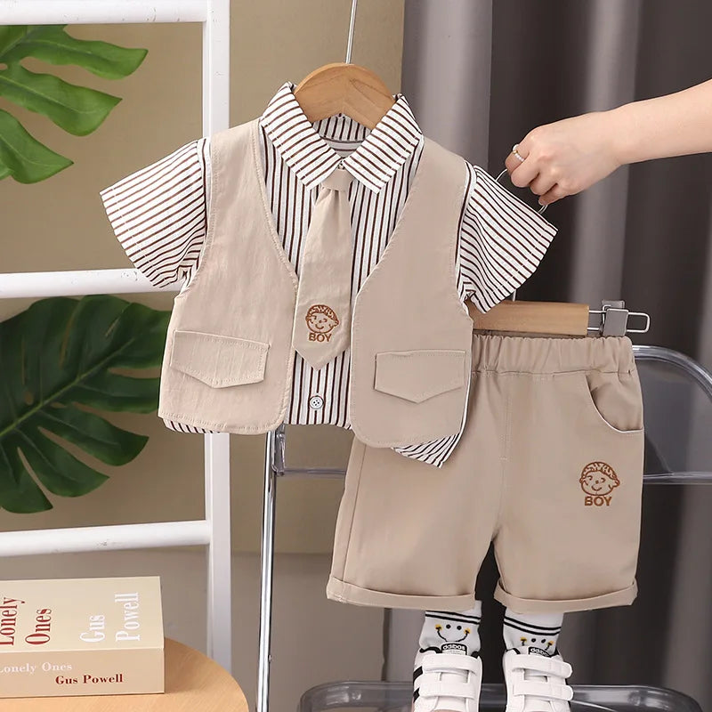 New Summer Baby Boys Clothes Suit Children Shirt Shorts 2Pcs/Sets Toddler Clothing Infant Casual Cotton Costume Kids Tracksuits