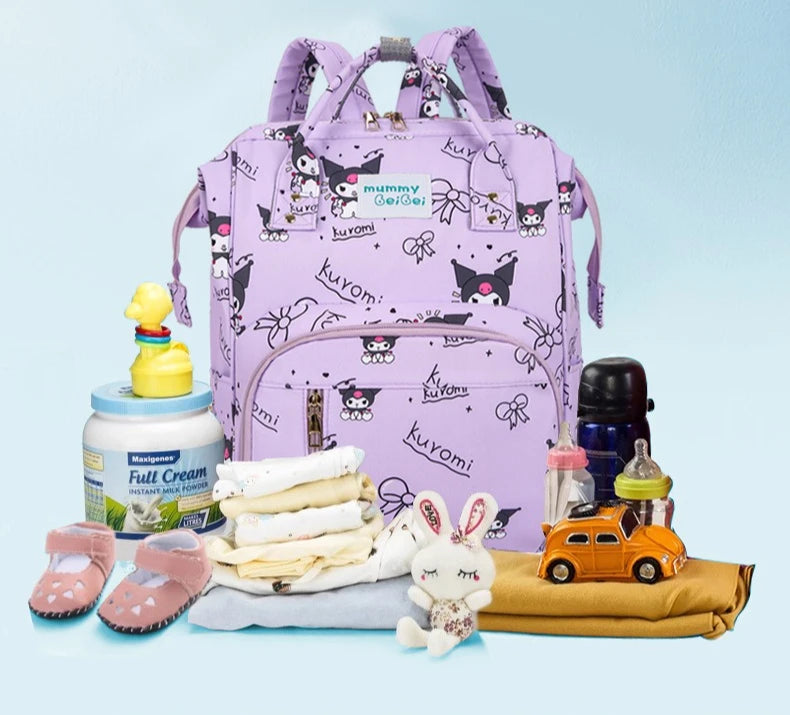 Kuromi New Diaper Bag Backpack Cartoon Cute Baby Diaper Bag Backpack Multifunctional Fashion Lightweight Baby Bag Large Capacity