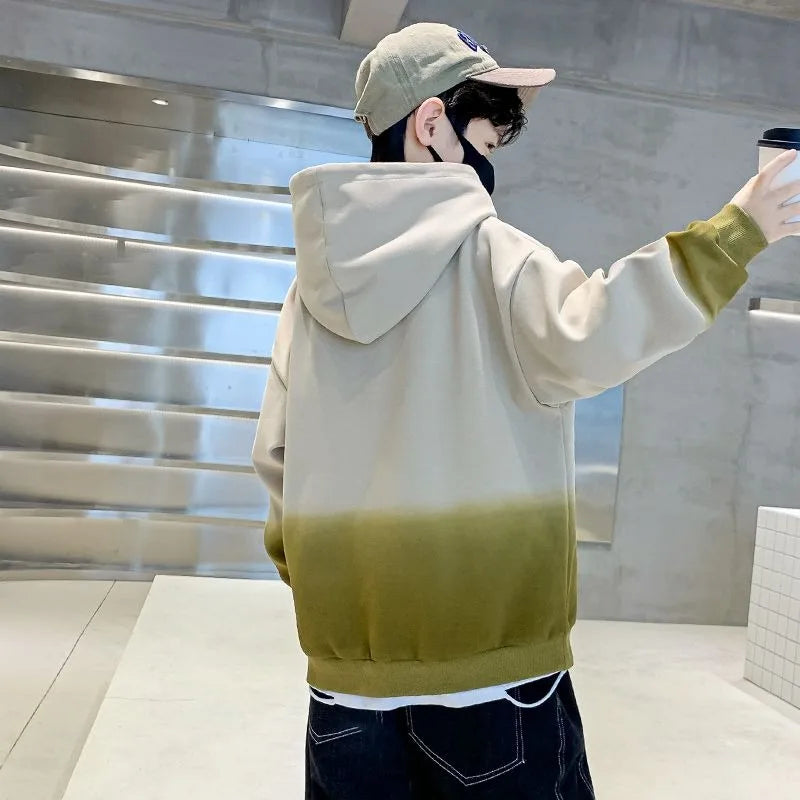 2025 Spring Autumn New Boys Mid-Large Size Trendy Stylish Eye-Catching Hooded Sweatshirt - Boys' Spring Streetwear Top