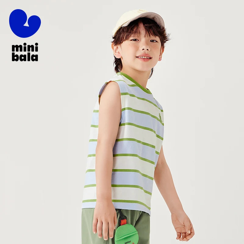 Mini Bala Boys Quick-Dry Cotton Tank Top Breathable Soft and Skin-Friendly 2025 New Summer Underwear for Kids