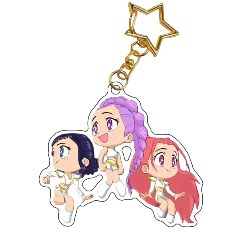 Kpop Demon Hunters Saja Boys Keychain Huntr-X Bag Pendant Unters Huntrix Saja Self Made Acrylic Keyring Jewelry Friends Gift