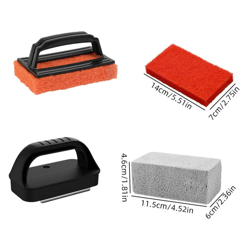 4Pcs/Sets Griddle Cleaning Kit for Blackstone with Griddle Flat Top Grill Accessories Cleaner Tools Set Scraper Scouring Pads