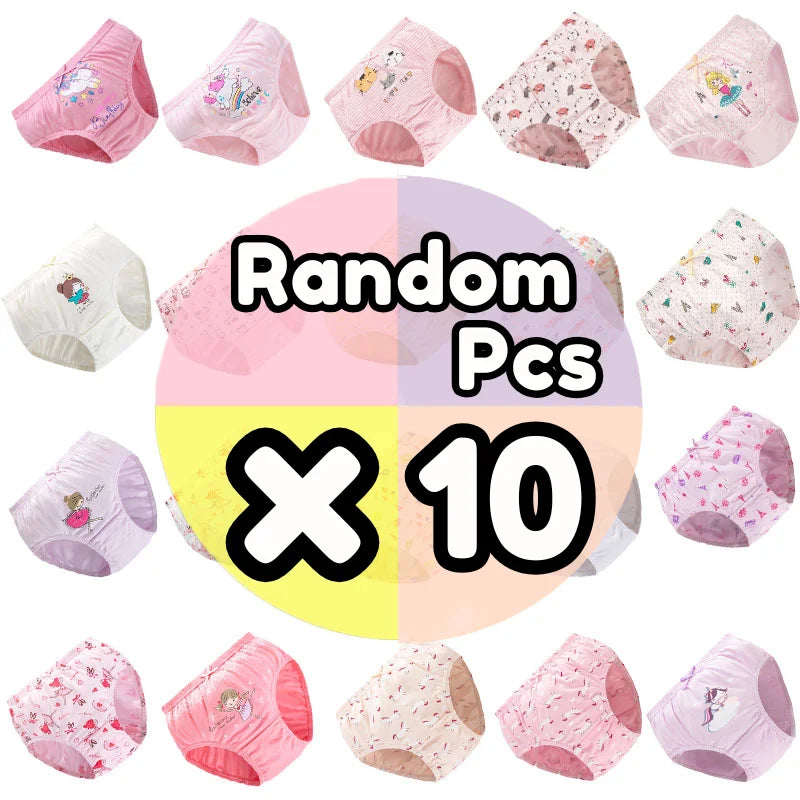 5/10 Pieces Girls Briefs Random Cartoon Patterns Cute Girls Panties Cotton Toddlers Briefs Soft Children Triangle Underwear