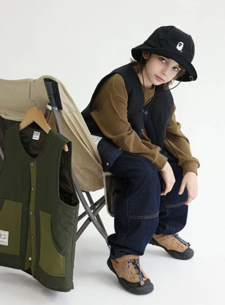 2025 New Winter Boys' Vest Stylish Children's Winter Jacket Baby Boy Sleeveless Waistcoat Outerwear for Toddler Boys