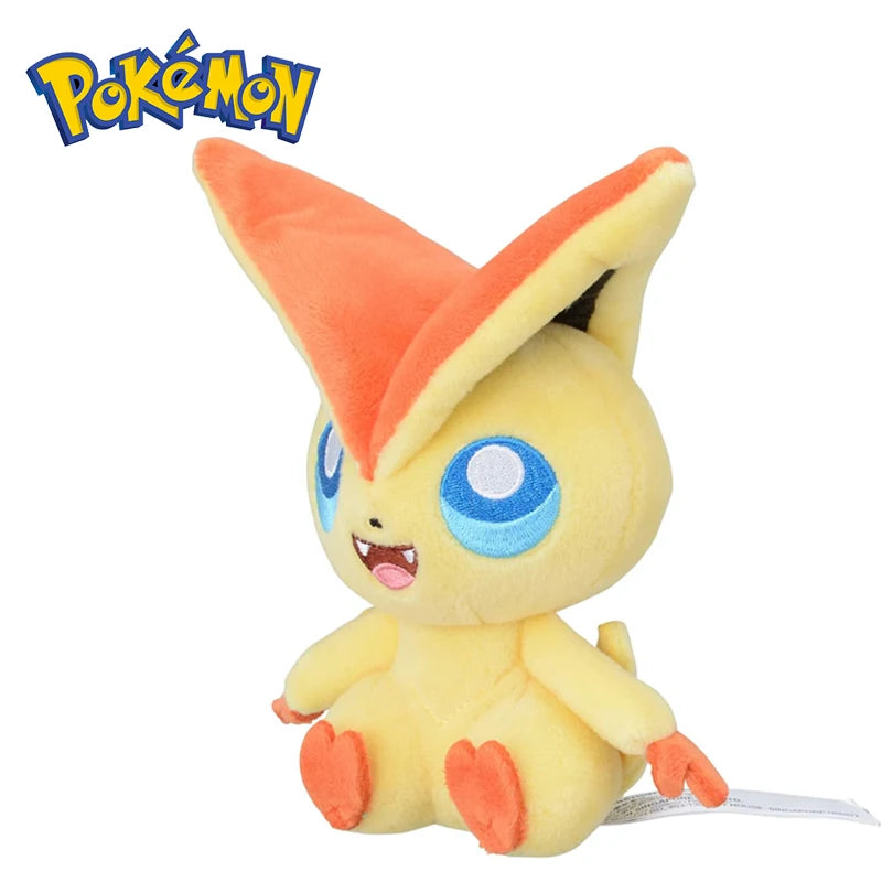 Kawaii # 494 Pokemon Victini Stuffed Toys Cartoon Plush Dolls Throw Pillow Birthday Gift for Kids Friends Boys Home Decoration