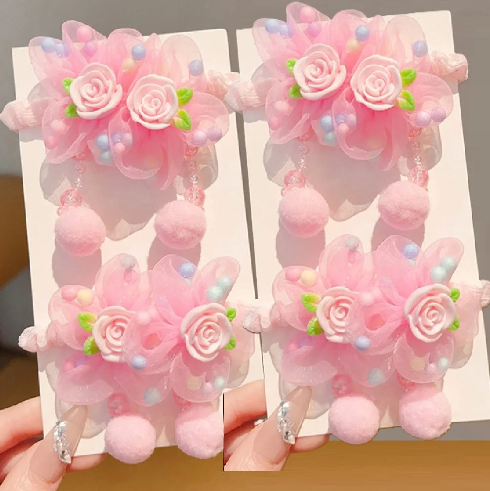 Cute little girl‘s hair loop elastic hair rope flower hair accessory