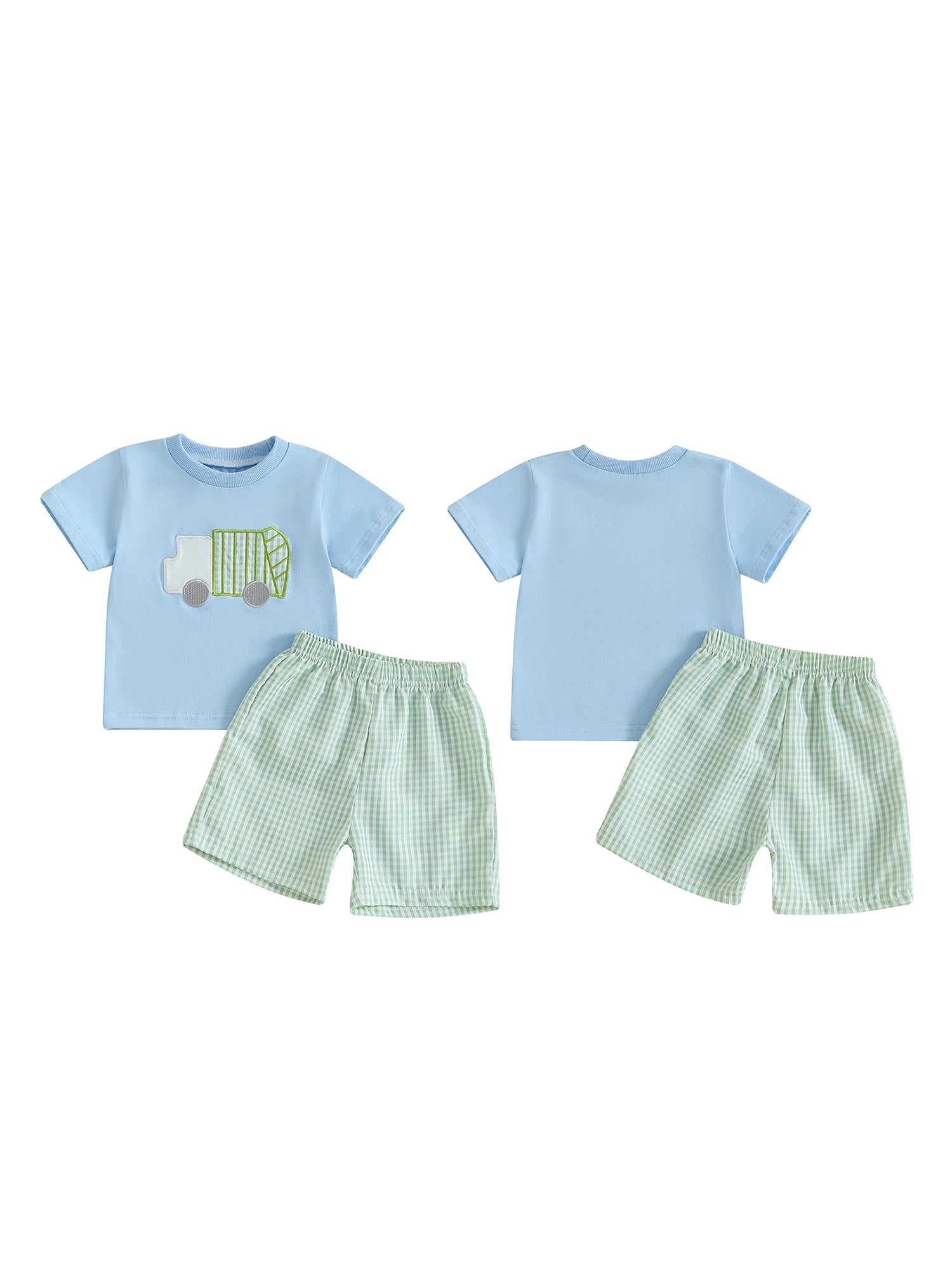 Baby Boy Casual Outfit Dinosaur Print Short Sleeve T-Shirt Denim Shorts 2Pcs Set for Summer Beach Vacation