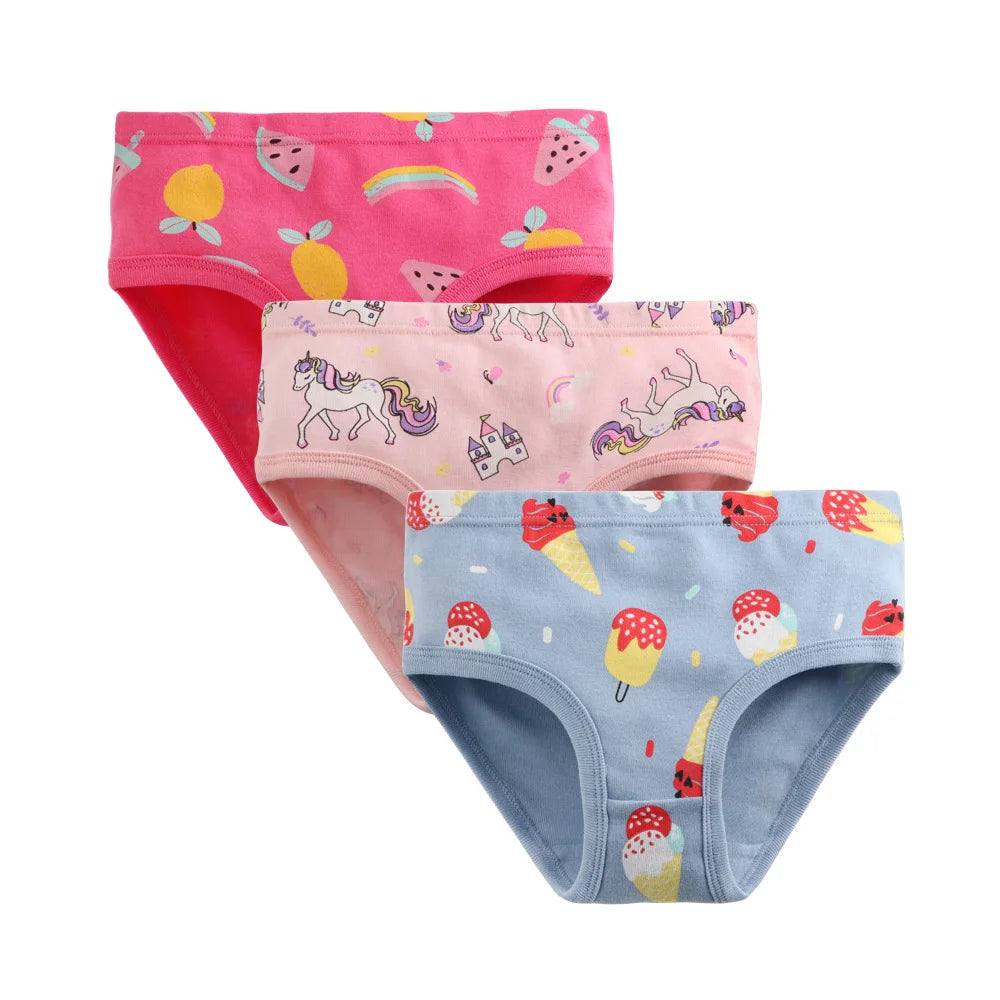 1/3/6/9 Pcs Children's Girls Panties 100% Cotton Soft Pretty Cartoon Unicorn Print Underwear For Girls Undies Boxer Breathable
