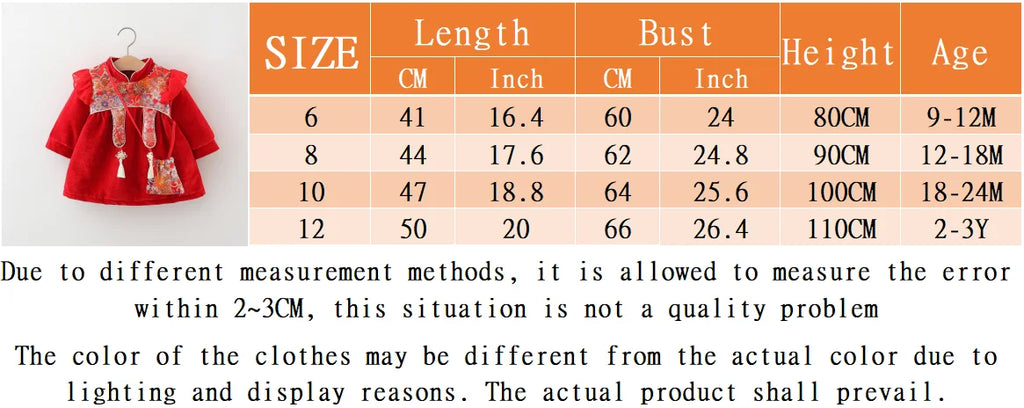 New Winter Embroidered Baby Girl Dress, Retro Style Children'S Clothing For Spring Festival Parties+Red Envelope Bag Giveaway