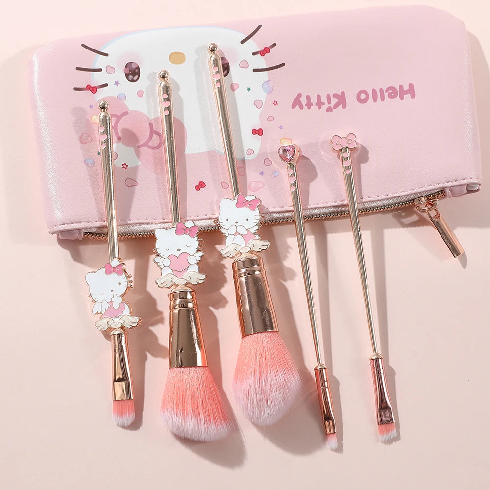 5pcs cute style Holor Kitty makeup brush, super soft Holo Kitty Angel series brush, pink, silver optional, perfect birthday gift