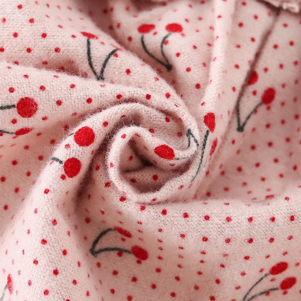 0-3 Year Old Baby Girl Dress, Spring And Autumn New Sweet Bow Cherry Long Sleeved Children'S Clothing