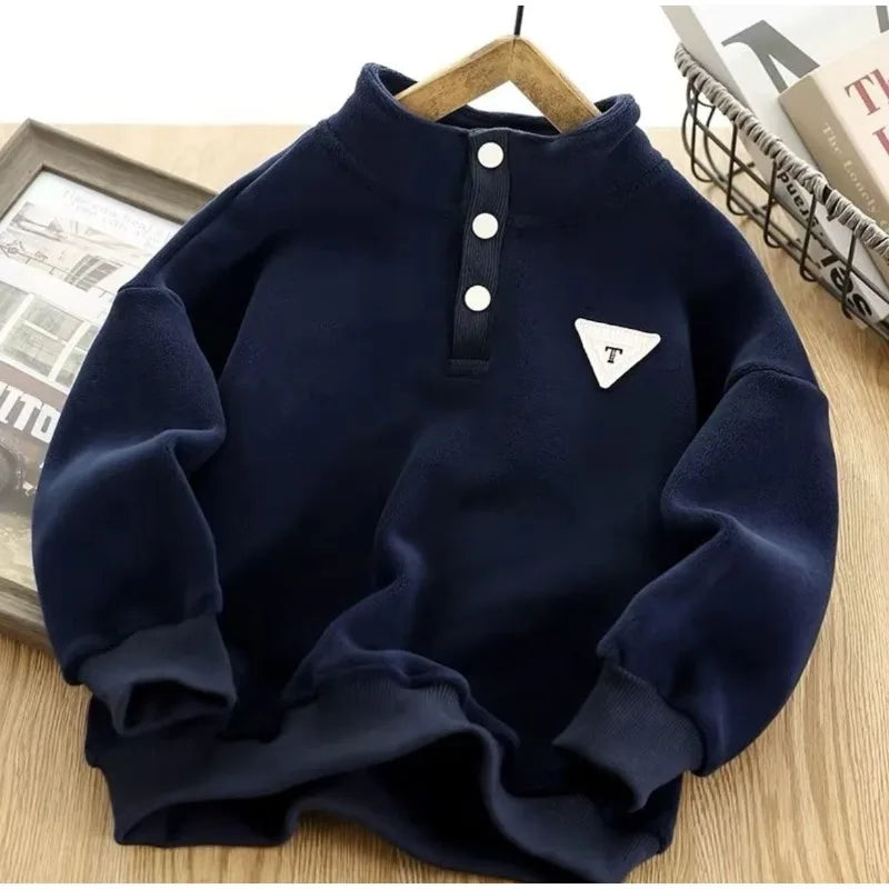 High-Quality Winter Kids' Double-Sided Fleece Lined & Thickened School Uniform Must-Have Mid-Big Size Sweatshirt