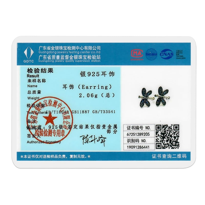 Original 100% 925 Sterling Silver Dragonfly Hoop Earrings For Women Exquisite Jewelry Gift