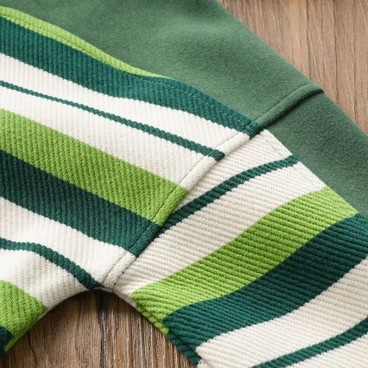 Boys' 7-8Y Striped Stand Collar Zipper Sweatshirt - Kids' Casual Top