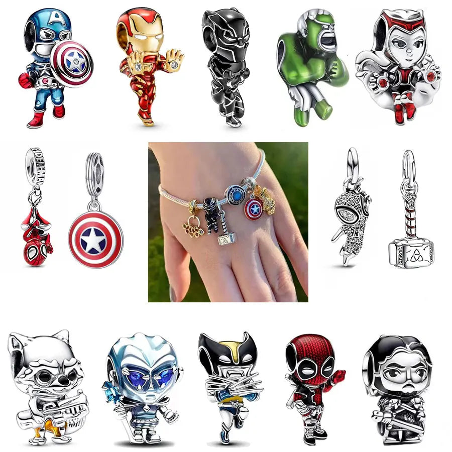 Marvel Disney Charm Beads 100% 925 Sterling Silver for DIY Bracelets Women's Jewelry Gifts Suitable for Original DLY