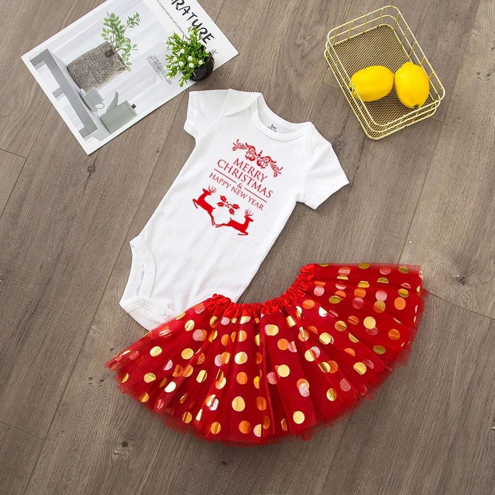My First Christmas Merry Christmas Baby Girl Party Dress Red Tutu Cake Outfits Infant Dresses Baby Girls Holiday Clothes 0-24M