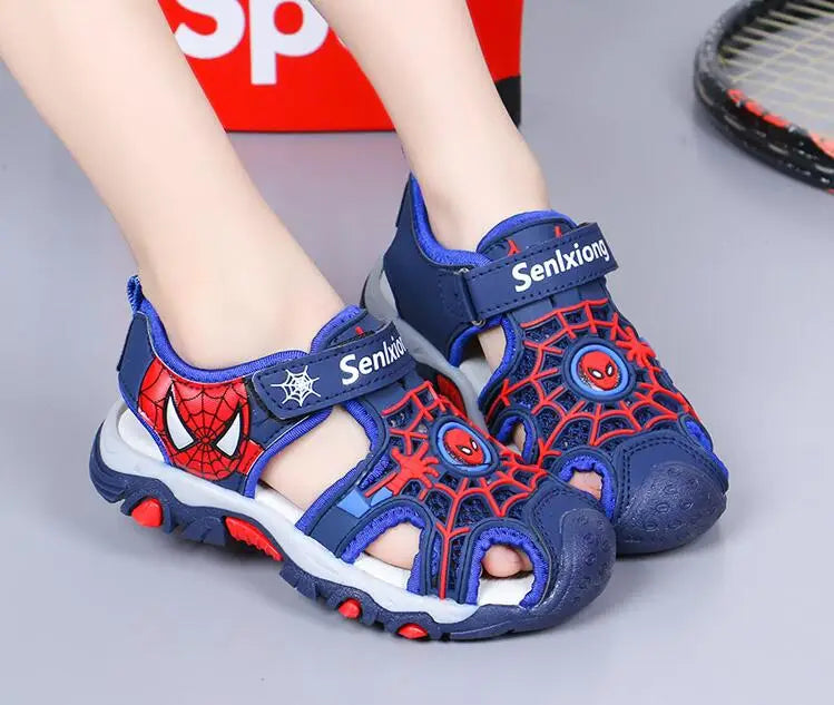 Disney Summer Cartoon Kids Sandal Toddler Boys Spiderman Sandals Orthopedic Sport Pu Leather Baby Boys Blue Red Beach Sandals
