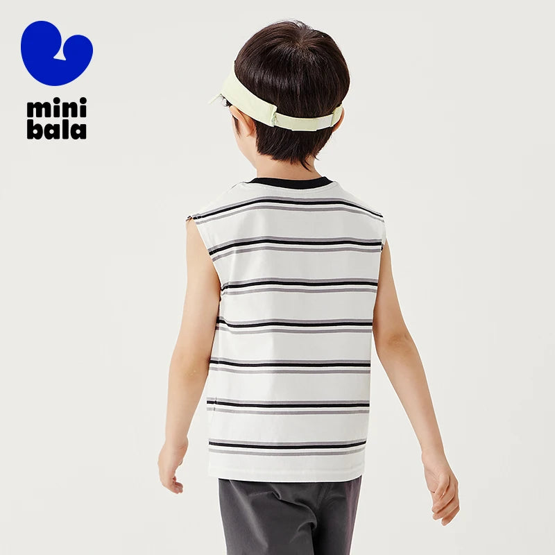 Mini Bala Boys Quick-Dry Cotton Tank Top Breathable Soft and Skin-Friendly 2025 New Summer Underwear for Kids