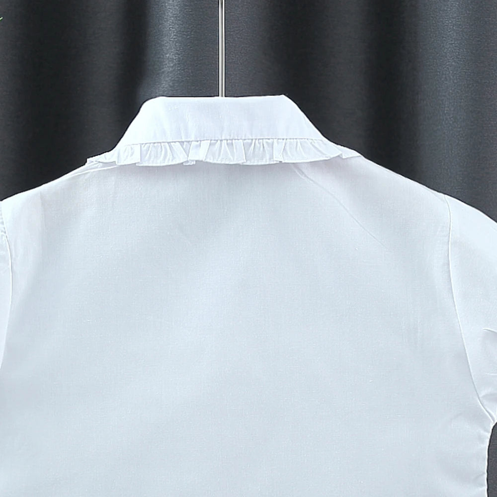 Baby Girl Short Sleeved Shirt, Summer New White Baby Collar Children'S Clothing (Suitable For Heights 120-170cm)