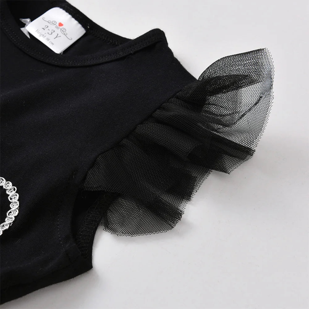 VIKITA Girls Prom Gown Birthday Party Performance Festival Elegant Sequins Princess Dresses Kids Flare Sleeve Mesh Tulle Dress