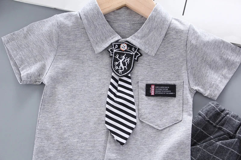 New Summer Baby Clothes Children Clothing Boys Casual Shirt Plaid Shorts 2Pcs/Set Infant Outfits Toddler Costume Kids Sportswear