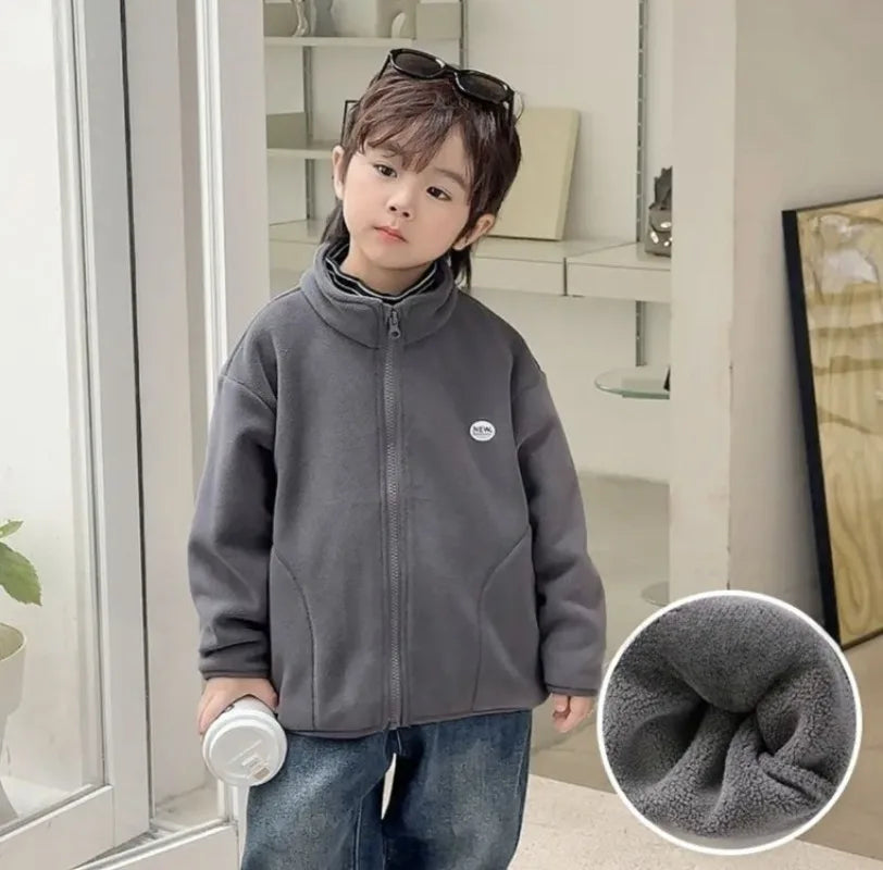 Kids Girls Boys Baby Mid-Large Size Autumn-Winter Polar Fleece Layering Jacket Fleece Sweatshirt Top