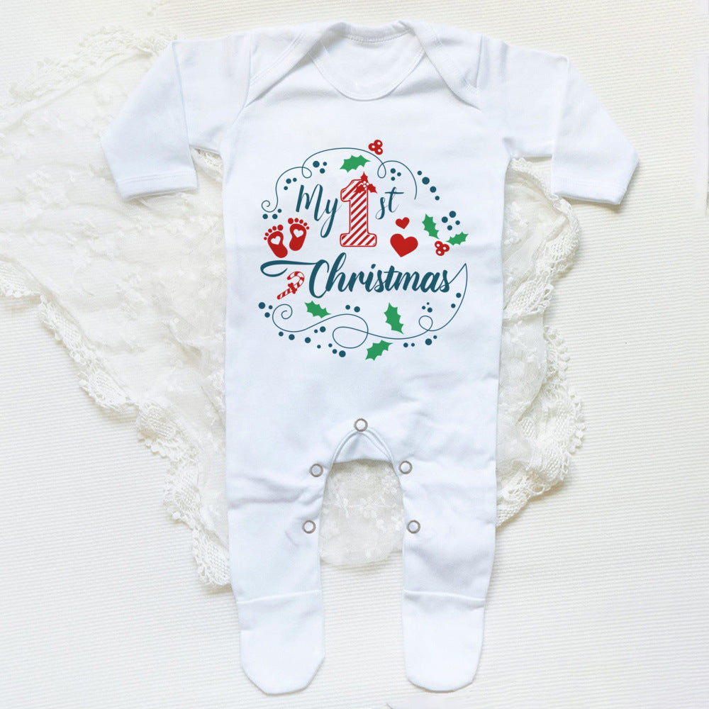 1st Christmas Babygrow Sleepsuit Boys Girls Cute Clothes Baby First Christmas Gift Toddler Xmas Sleepsuit Baby White Bodysuit