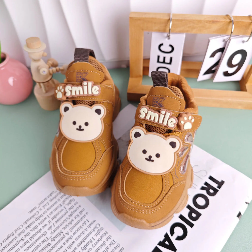 Kids'Casual Shoes Children Cartoon PU Leather Spring Fashion Outdoor Sneakers Breathable Anti-slip Purple Khaki Size 26-37