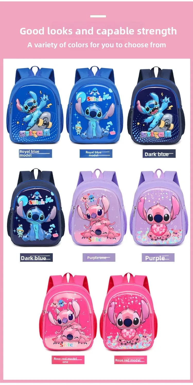 Disney Stitch New Kindergarten Schoolbag Cartoon Cute Boys and Girls Backpack High Quality Fashion Children's Schoolbag Light