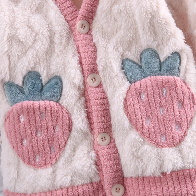 New Winter Baby Girls Clothes Suit Children Thick Warm Long Sleeved Pajama Top And Pants Toddler Casual Costume Kids Sleepwear