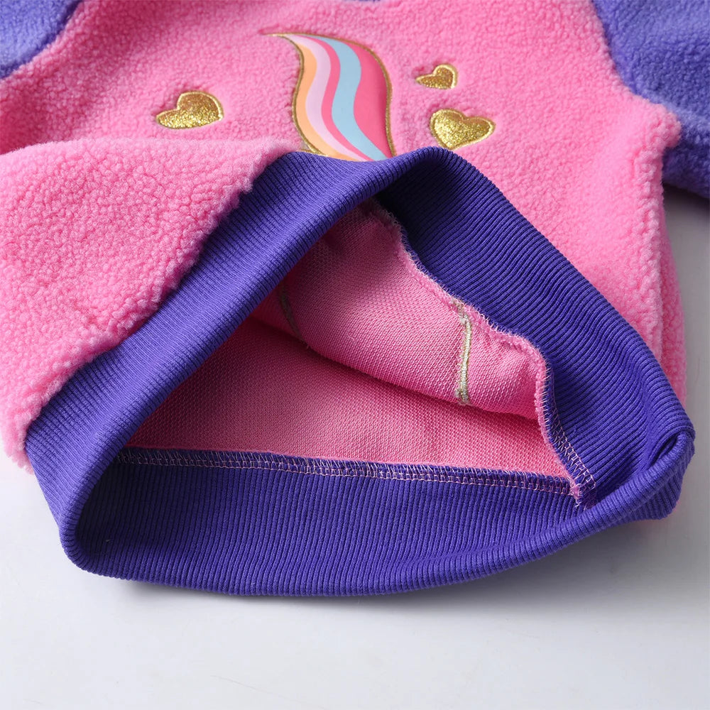 VIKITA Kids Fleece Sweatshirts Girls Hoodies Pullovers Winter Autumn Thick Warm Pullovers Outwear Children's Clothing 3-12 Yrs