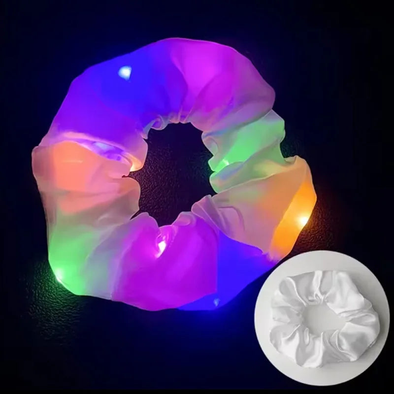 Popular Flashing Light Up hair tie LED Luminous scrunchies Women girls glowing Scrunchy Hair Rope Halloween luminous hairband