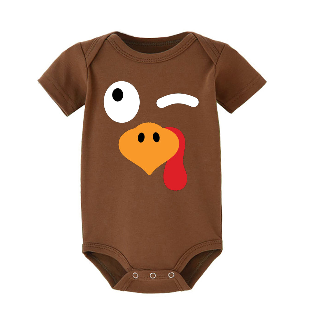 Thanksgiving Turkey Face Baby Bodysuit Boys Girls Cute Clothes Toddler Romper Baby Short Sleeve Jumpsuit Thanksgiving Outfits