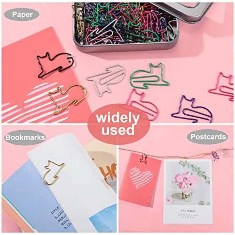 Cat Office Supplies Cute Sticky Notes Paper Clips Gel Ink Pens Cartoon Sticke Party Favor for Cat Love Stationery School Office