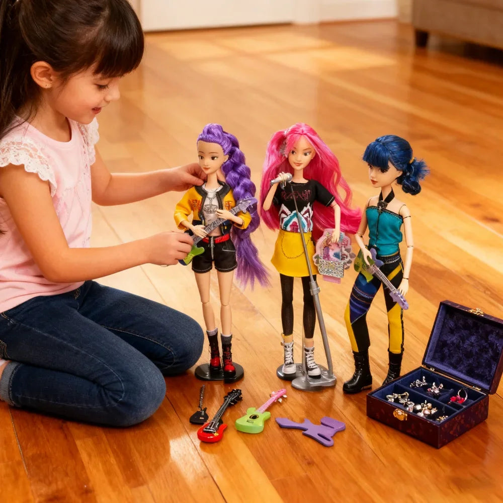 Hot Sale Kpop Demon Hunters Doll Toys Rumi Mira Zoey Action Figure Toy Beautiful Princess Plastic DIY Toy Girls Christmas Gift