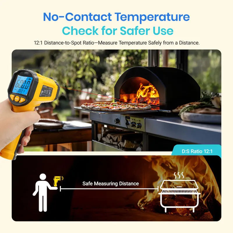 Handheld Non Contact Heat Laser Temperature Gun Digital Infrared Thermometer Gun for Cooking,BBQ,Pizza Oven,-58℉~1022℉(-50℃~600℃
