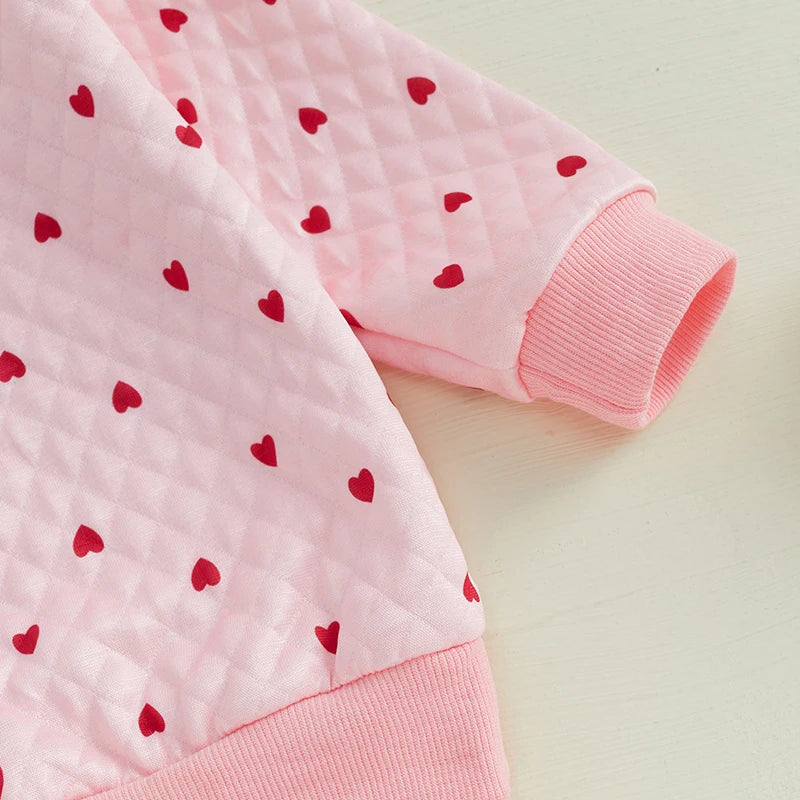 Toddler Girls Valentine s Day Outfits Heart Print Long Sleeve Sweatshirt and Elastic Pants Set Baby 2 Piece Clothes