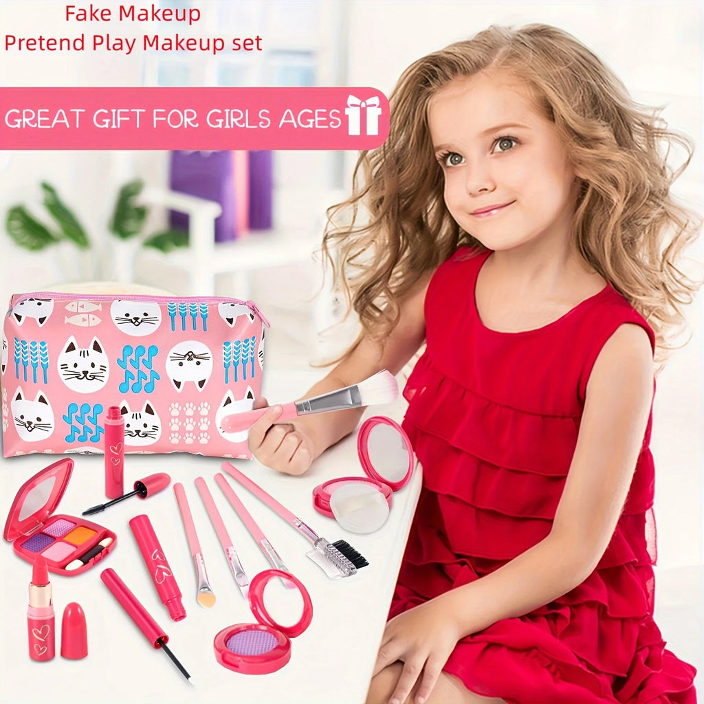 Girl Pretend Makeup for Toddlers Kids Play Makeup for Little Girls with Unicorn Purse Bag Toddler Makeup Kit Fake Make Up Toys
