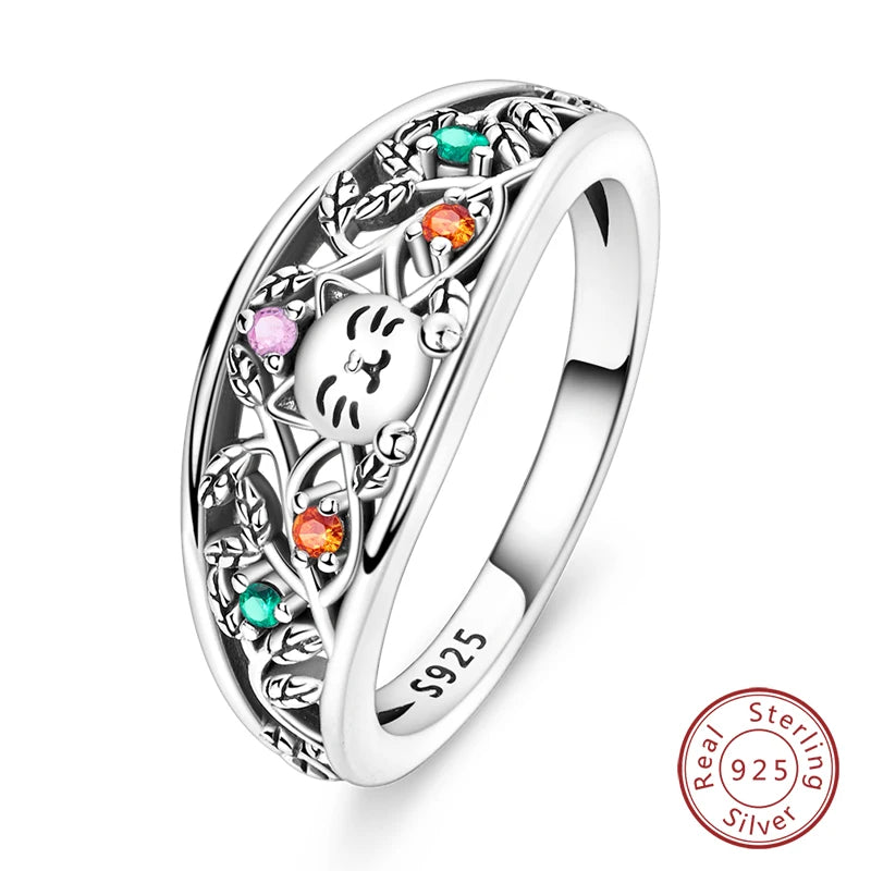 New Rings For Women 100% 925 Sterling Silver Star Moon Colorful Zircon Rings Fine Wedding Engagement Birthday Jewelry Gifts