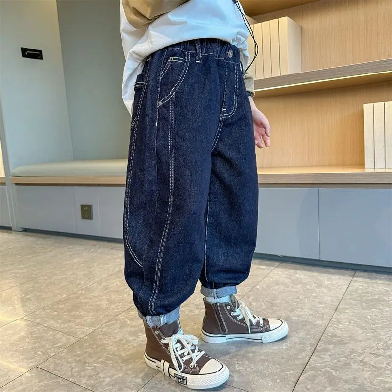 Designer Boys Autumn Winter 2025 New Casual Stretchable Denim Jeans Long Pants Boys' Fashionable Trousers