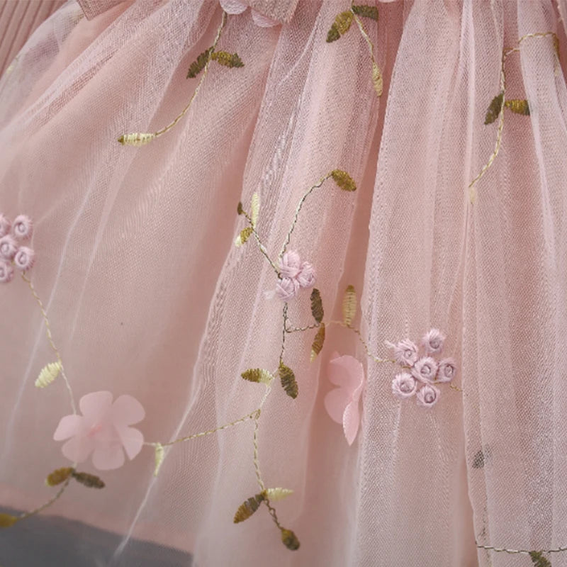 (3 Months -3 Years Old) Autumn And Winter New Pink Baby Girl Princess Dress, Sweet Bow Children'S Long Sleeved Clothes