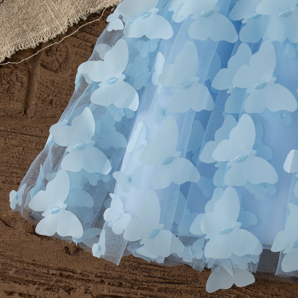 Summer New Butterfly Chiffon Baby Girl Princess Dress, Birthday Party Children'S Clothes For Babies Aged 3 Months To 3 Years Old