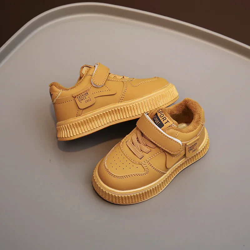 Children's Sneakers Autumn Winter Boys Sport Shoes Girls Comfy Thicken Warm Velet Lined Casual Shoes Toddler Non-slip Footwear