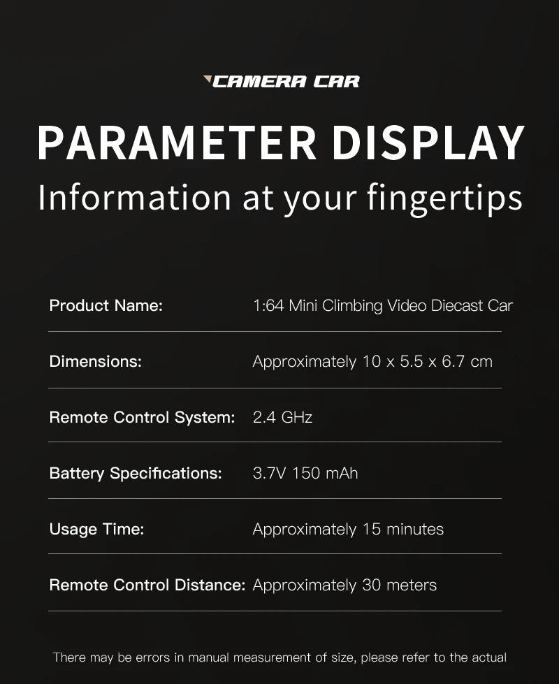 KF32 1:64 RC Mini Climbing Alloy Video Car With LED Light  and HD Camera Radio Remote Control Vehicle Toy for Kids Best Gift