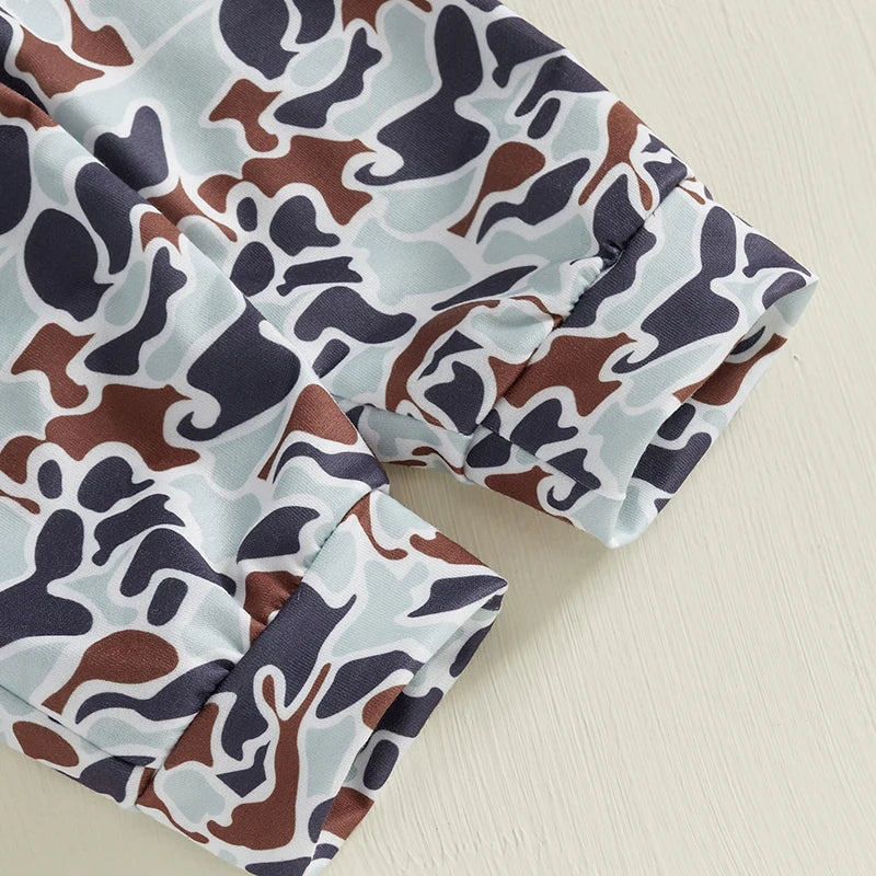 Toddler Winter 2PCS Clothing Sets Warm Fleece Hoodie Bear Print Pullover Elastic Waist Pants Outfit for Boys