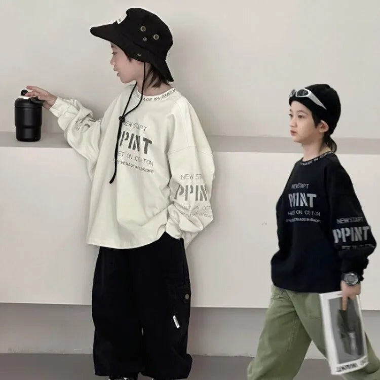 Cotton Undershirt T-shirt Children's Boy's Clothing Kids Top Bottom Clothes Set Boys Child Tee Spring Autumn Tshirt Junior Boys'