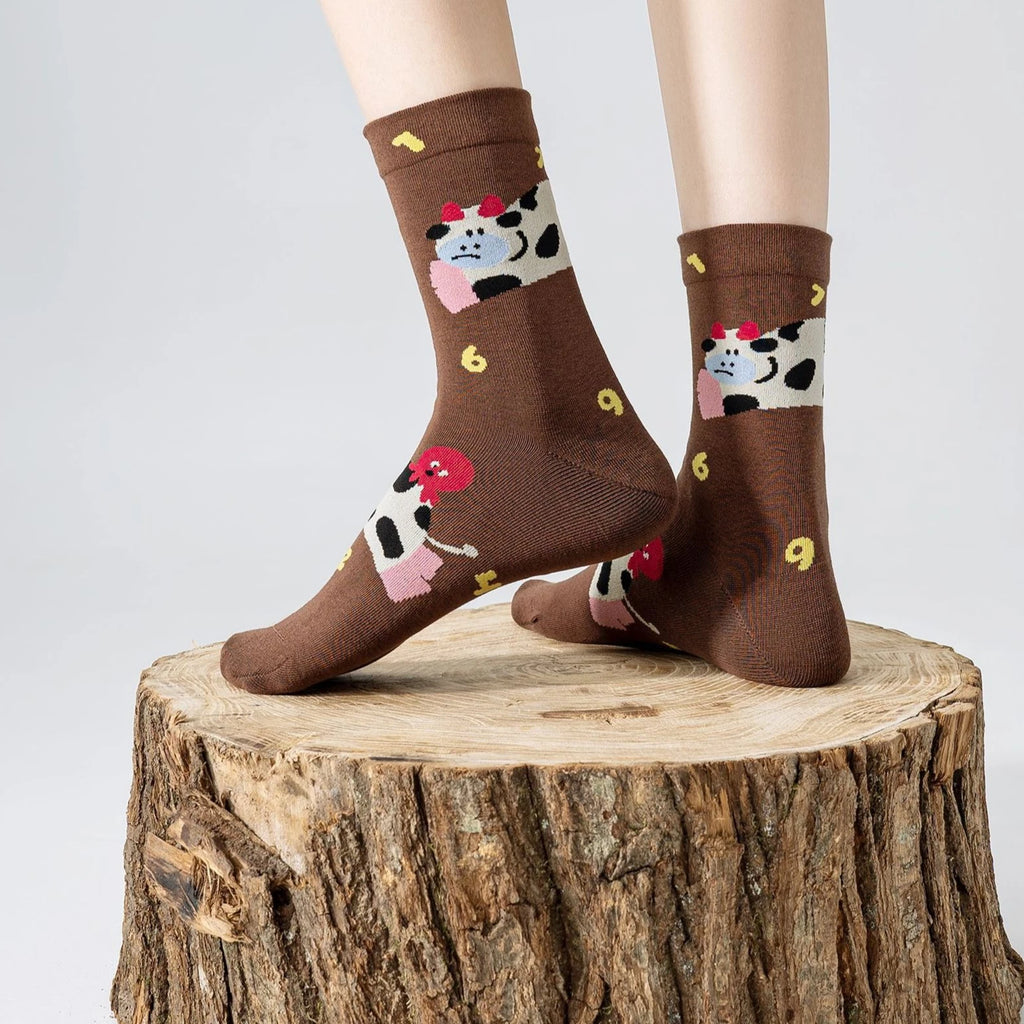 Women Cute Socks New Trends Breathable Casual Novelties Socks for Women Long Cartoon Teenagers Girls Crew Socks Breathable