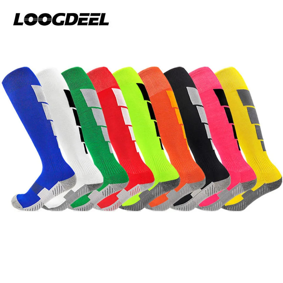 Loogdeel 1 Pair Soccer Socks, Sport Knee High Socks Calf Compression Athletic Socks for Kids Adults Running&Training Football