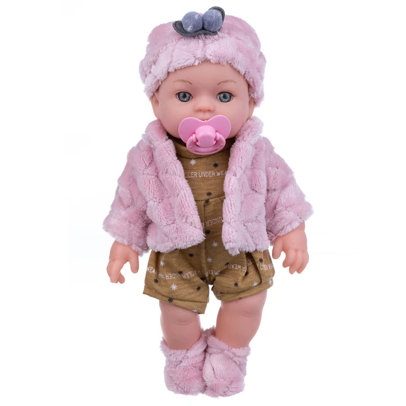 12in/30cm Reborn Doll Soft Baby Doll feeding bottle Limb Movable and Clothes Detachable Can Washed Appease Children's Toy Gift